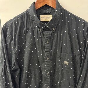Vintage Denim & Supply Ralph Lauren Long Sleeve Poka Dot Shirt Mens XL Cotton